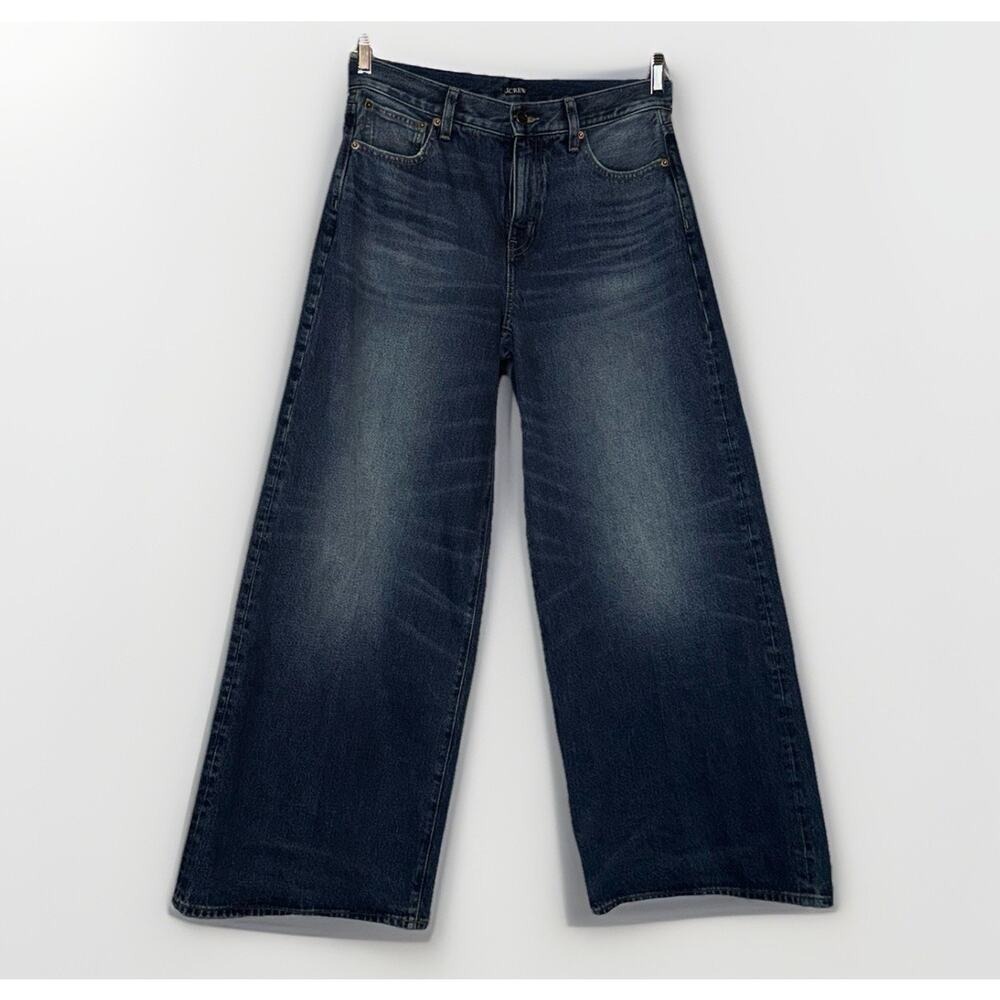 NWT J.Crew Mid-Rise Superwide Leg Jean Palazzo 28 Medium Wash Boho Blue Denim